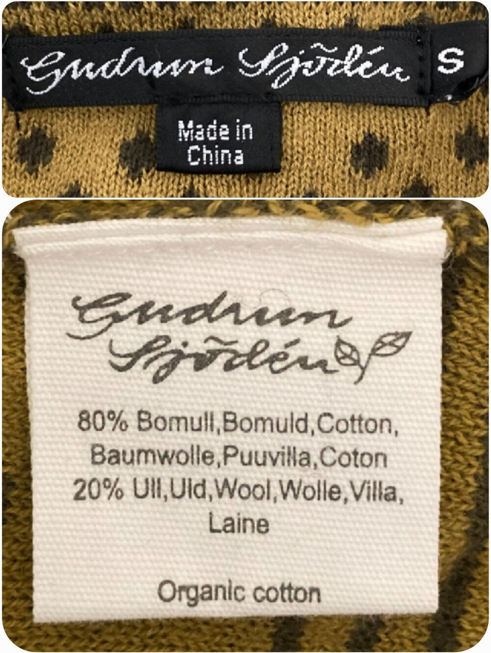 Gudrun Sjoden Green Leaf long Cardigan sweater S Organic Cotton Wool Boho Nwt - Picture 15 of 15